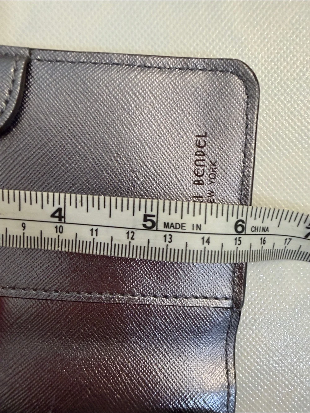 henri bendel Metallic Pewter Fold-Over Wallet